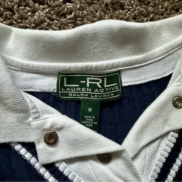 2000s Lauren Ralph Lauren Active Cable Knit Vest Polo Top Size M - Picture 6 of 8